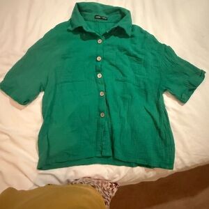 SHEIN Vibrant Green Kids Button-Down Shirt
